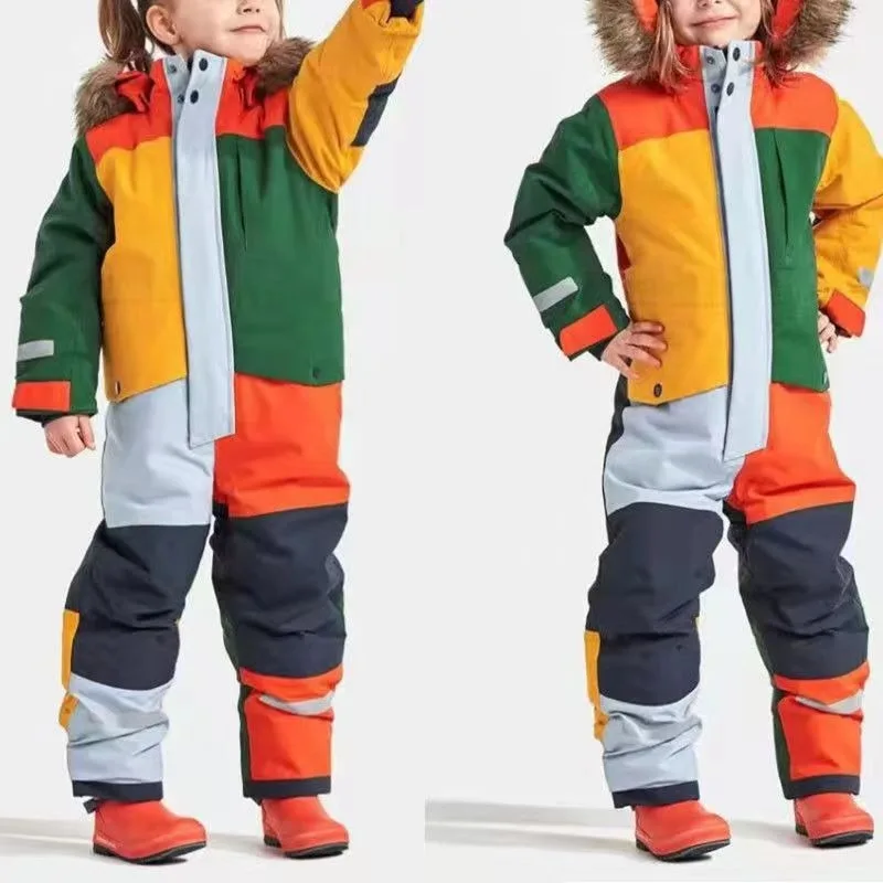 New 2024 Children Ski Clothing Outdoor Single and Double Board Luminous Windproof and Waterproof Thickened Warm Cotton Clothing