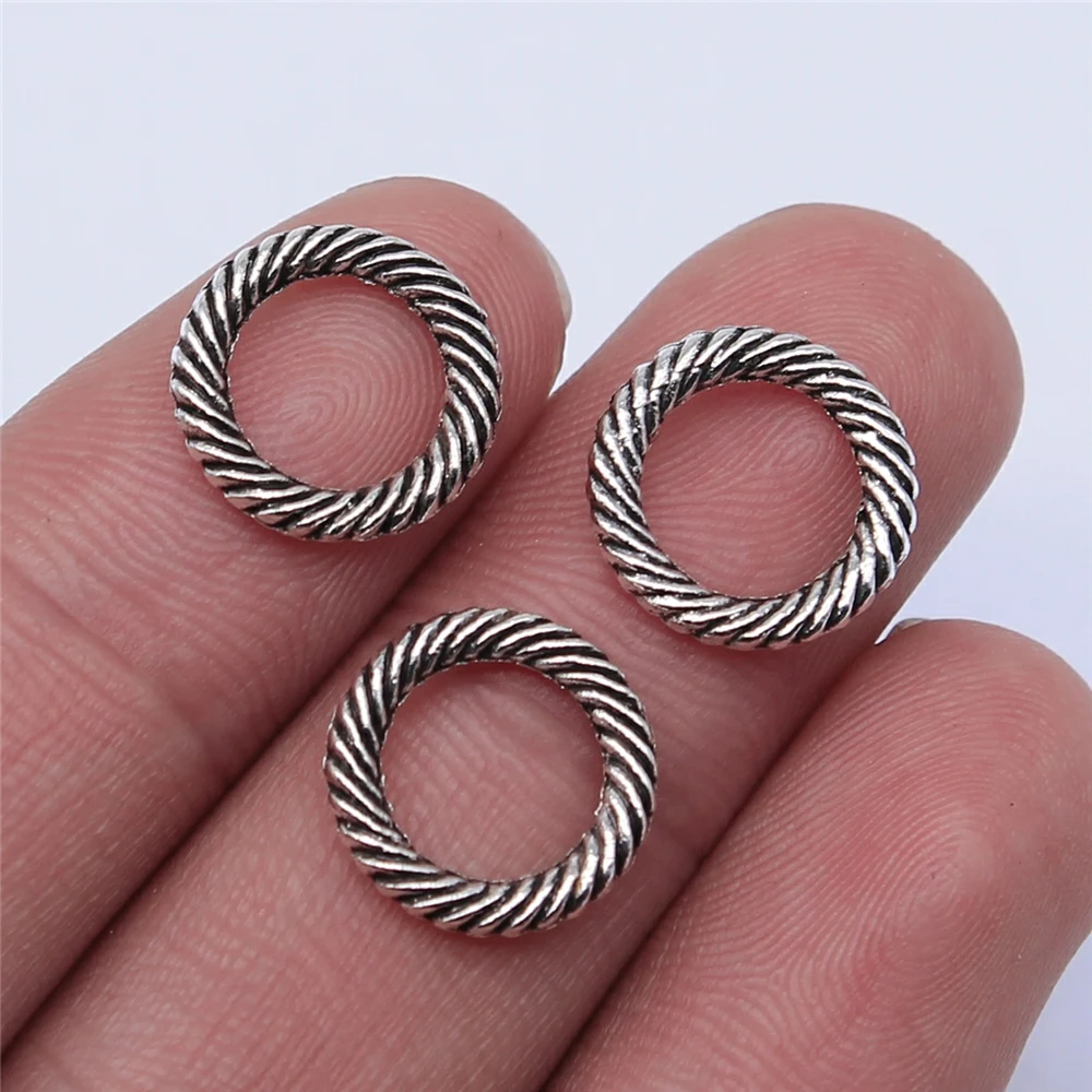 WYSIWYG 20pcs 13x13mm Antique Silver Color Circle Charms Pendant For Jewelry Making DIY Jewelry Findings