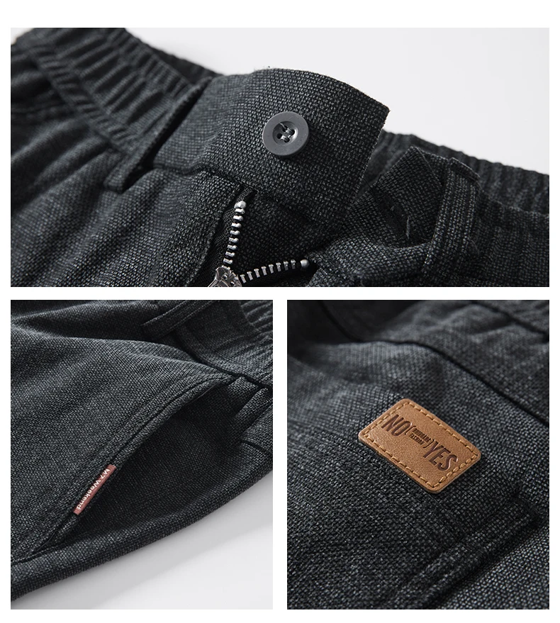 Herbst-Winter-Herren-Freizeithose, Business-Slim-Fit, gerade geschnitten, mit elastischem Bund, Arbeitshose, Cargo-Hose, einfarbig, koreanischer Stil, Stretch-Hose für Herren – Detail 5