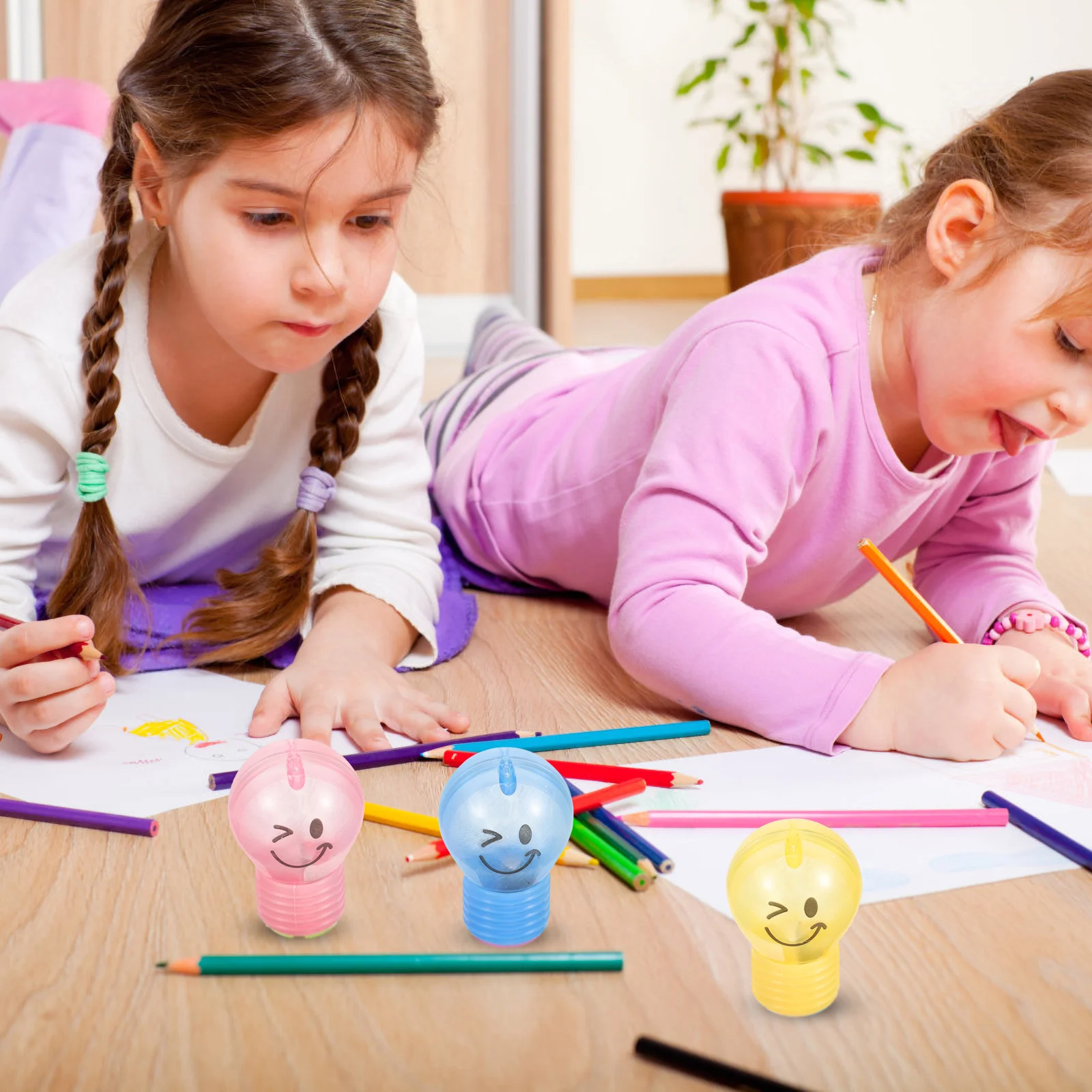 10pcs Bulb Shape Pencil Sharpeners Mini Cartoon Manual Sharpener For Kids School Stationery Gift Portable Sharpening Tool Cute