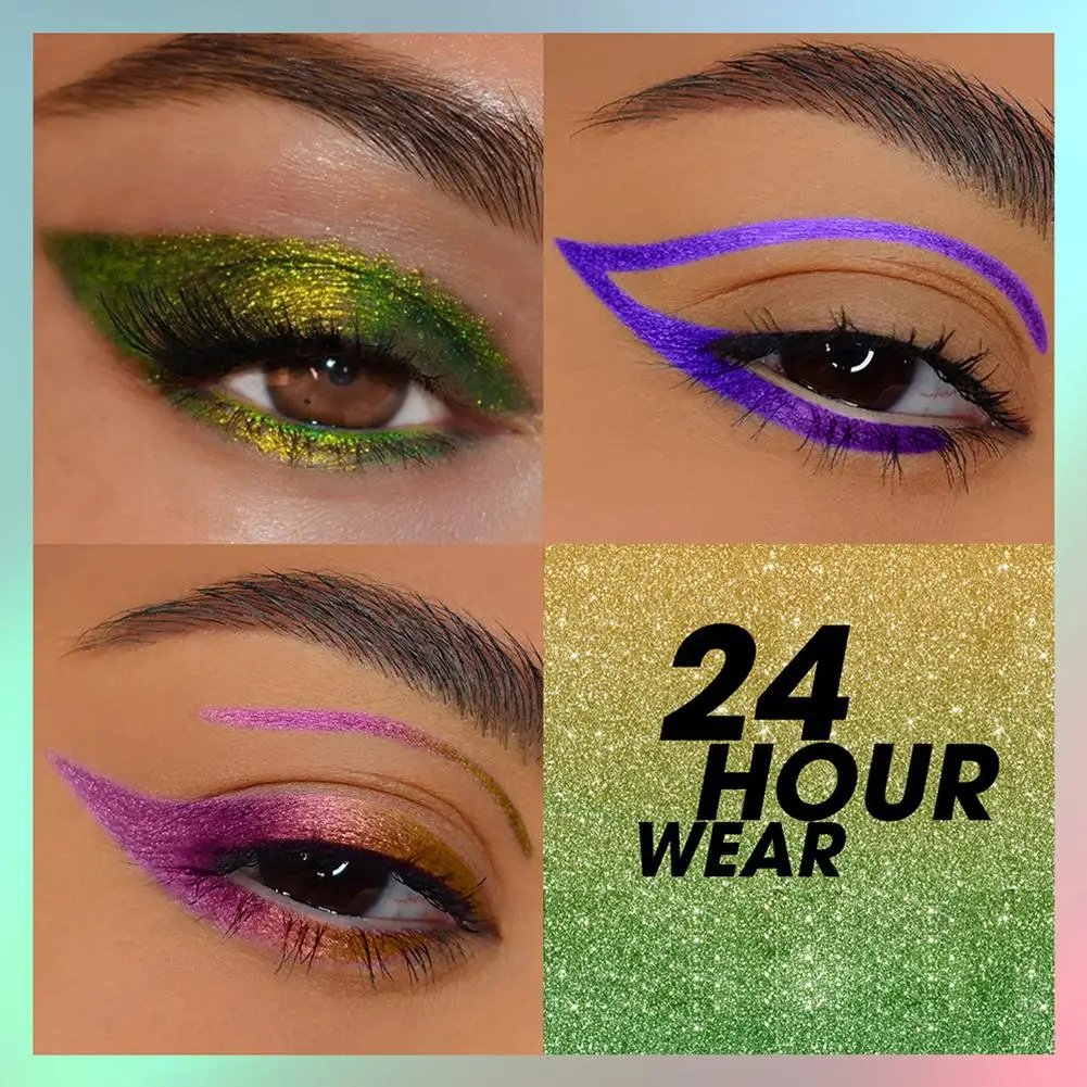 Camaleón Sombra de ojos Lápiz de gel delineador de ojos, Colores cambiantes multicromados Maquillaje de ojos con brillo Resistente al agua Duradero A prueba de manchas