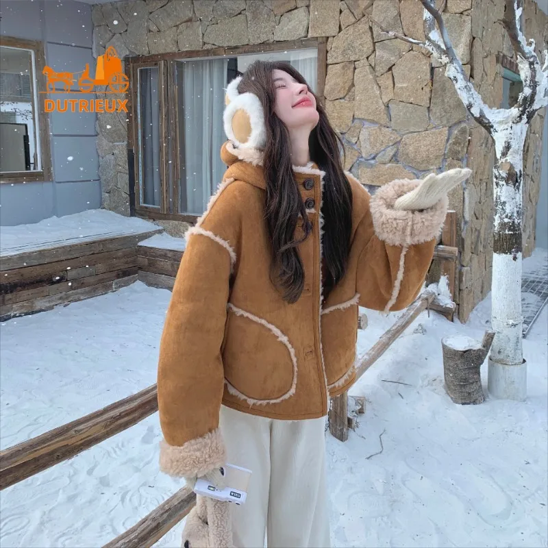 2025 New Winter Women's Double-faced Suede Wool Fur Coat, 100% Real Wool, Fashion Travel Office Warm Women's Real Wool Fur Coat