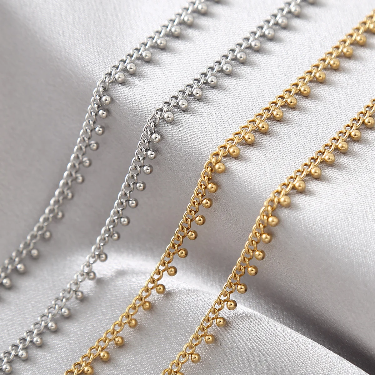 1Meter Stainless Steel Curb Li - Beaded Anklet Chain recension och pris