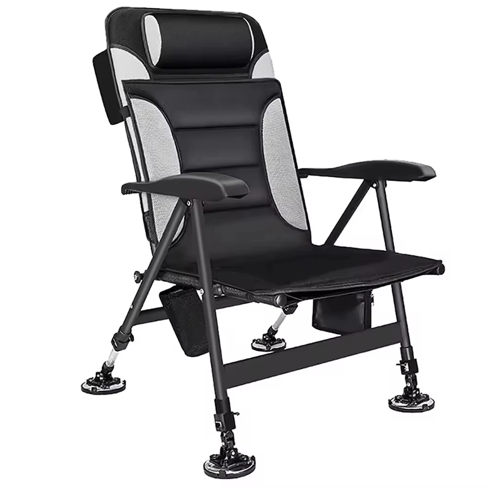 Adjustable Portable Foldable Iron Metal Fishing Camping Chair Multi-Angle Lumbar Back Oxford Fabric Outdoor Furniture Garden Use