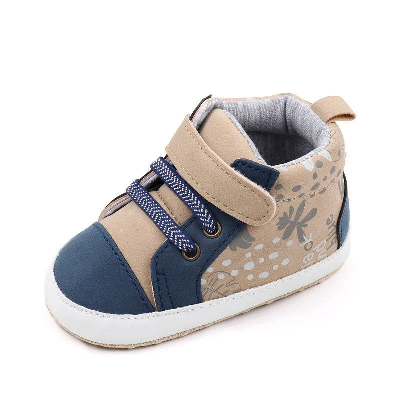 Baby Boy High-Top Ankle Sneakers PU Leather Anti-Slip Soft Sole Sport Shoes Newborn First Walkers Shoes