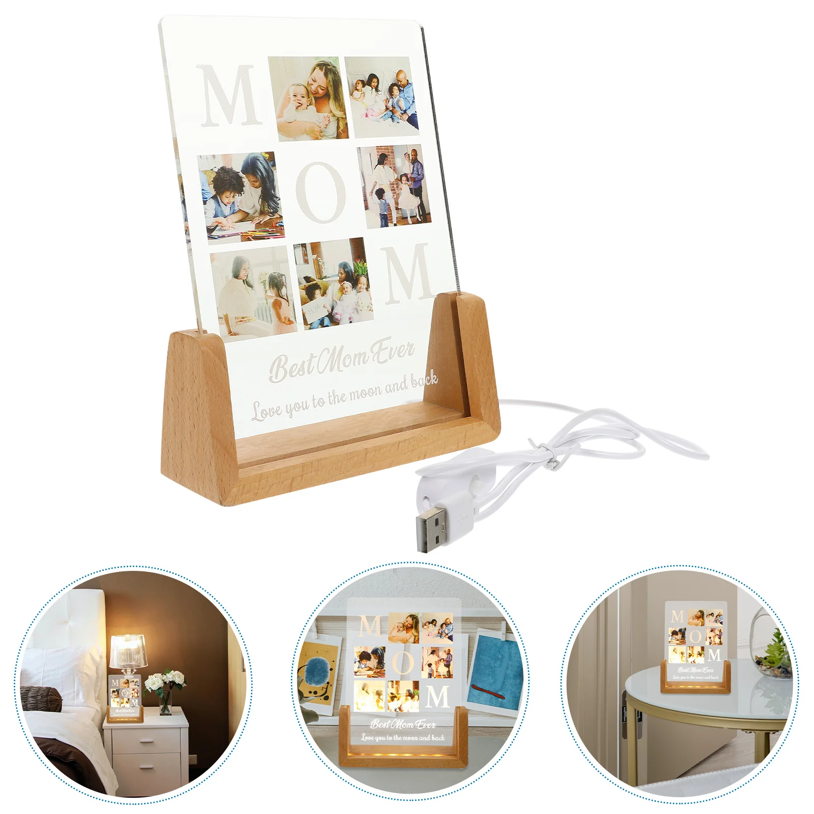 

3D Printed Photo Night Lamp Usb Touch Sensitive Bedside Decorative Light For Bedroom Desk Mother'S Day Gift Novelty Lamp