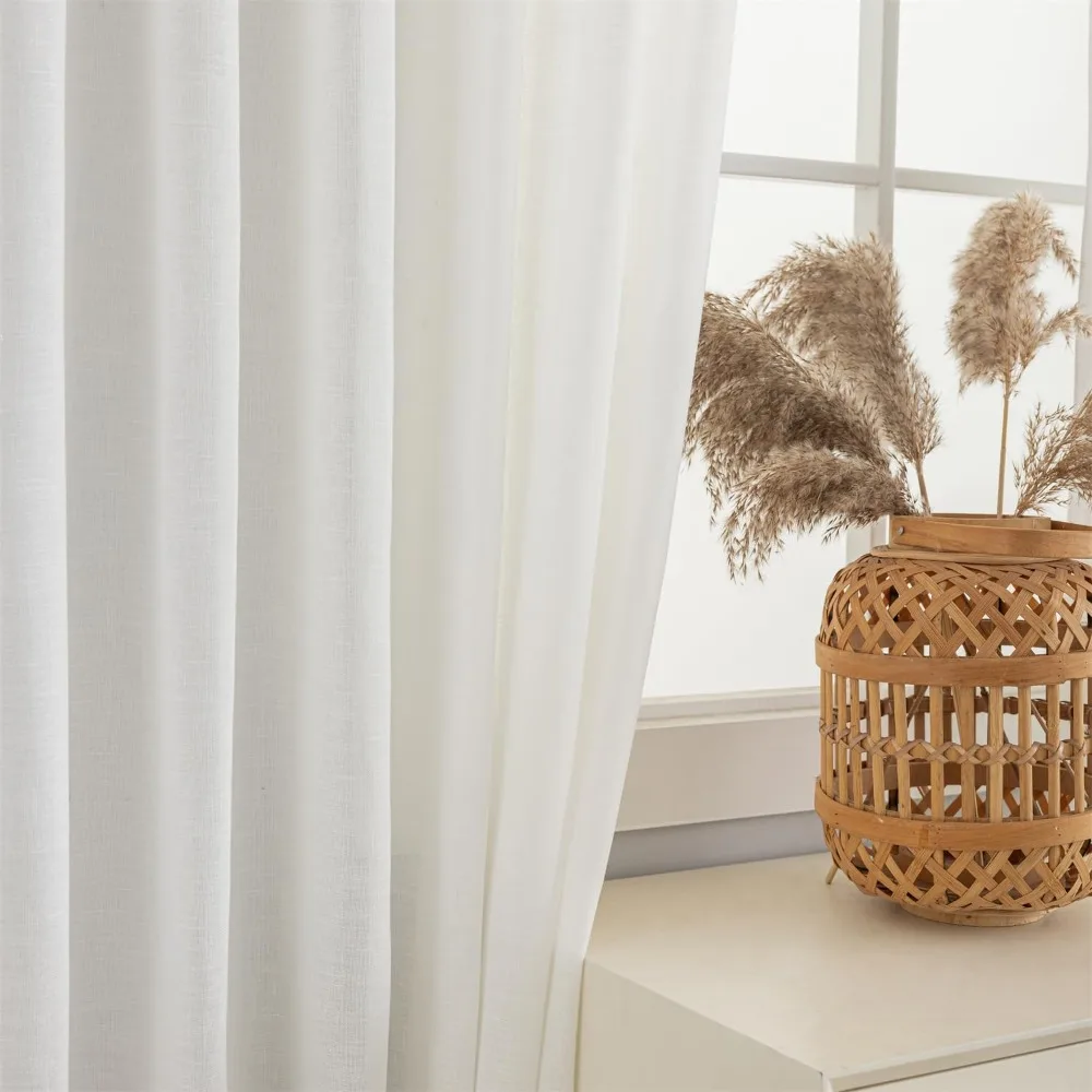 Tende oscuranti termicamente isolate per soggiorno, tende bianche velate solide per uso in camera da letto