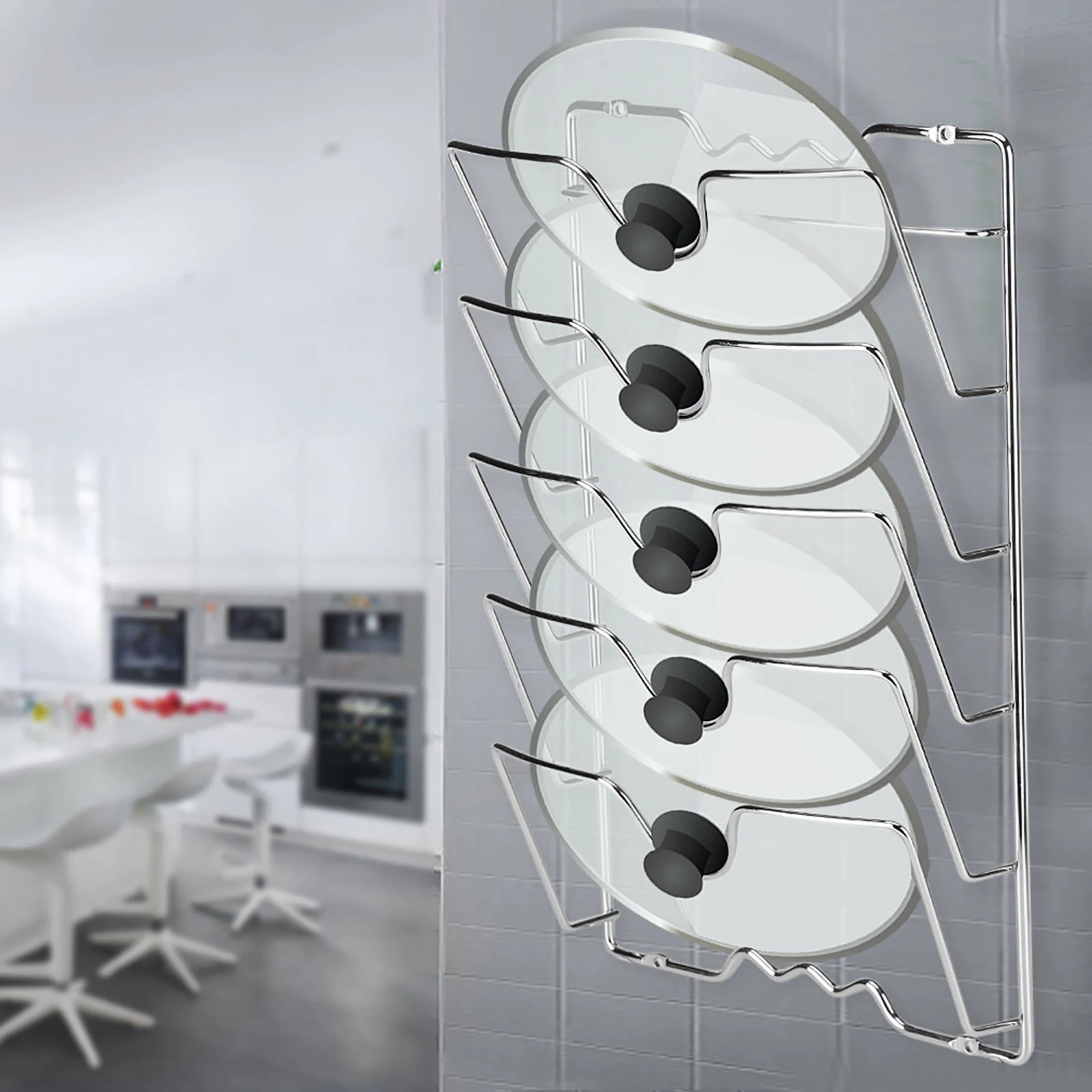 Pan Lid Storage Rack Wall/Door Mounted Kitchen Cabinet Storage Rack Holder for Pot &amp Pan Lids