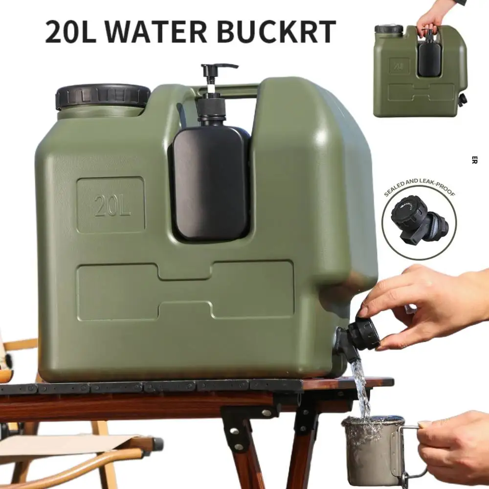 15/20L Water Bucket Large Capacity Portable Camp Water Bag with Detachable Faucet No Leakage for Camping Fishing Picnic Hiking