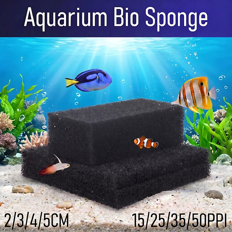 Marine Aquarium Filter Media - 洗って再利用可能な厚手の水槽フィルタースポンジ、高密度バイオフィルターメディアフォーム（魚タンク、池の水ろ過用）