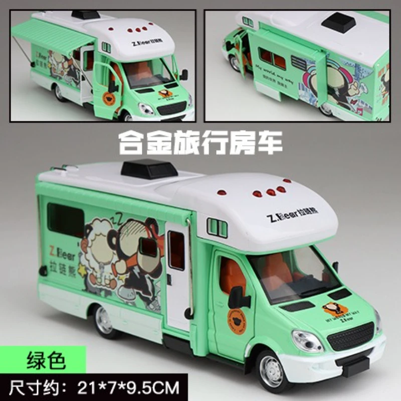

1:32 Camping RV Recreational Car Model Luxury Toy Diecast Metal Gift Motorhome Light Van Kids Model Sound and Car Touring