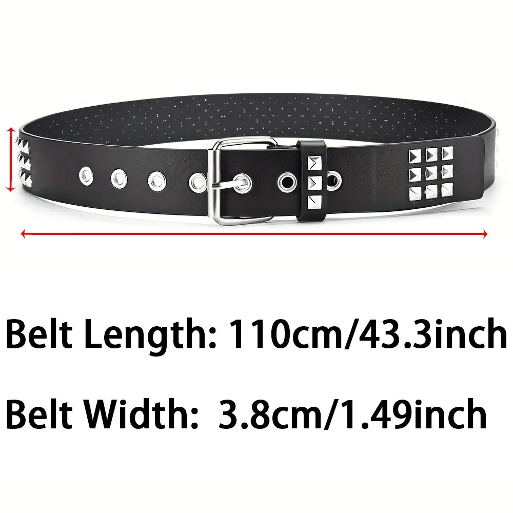Fashion New Square Bead Rivet Belt Metal Pyramid Belt Men and Women Punk Hardware Jeans Belt Y2K Designer Belt Women's Belt