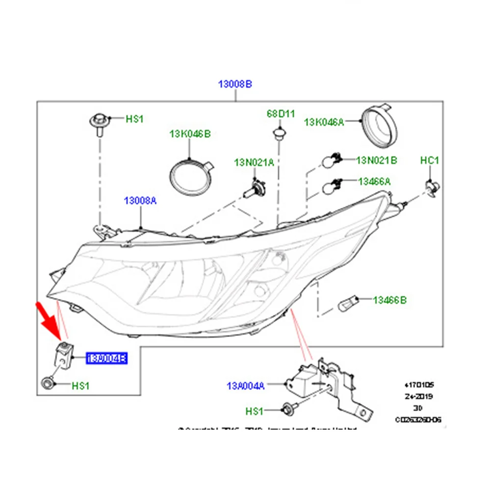 Car Headlight Mounting Bracket For Land Rover Discovery 5 L462 2015 2016 2017 2018 2019 2022 LR099695 LR099696