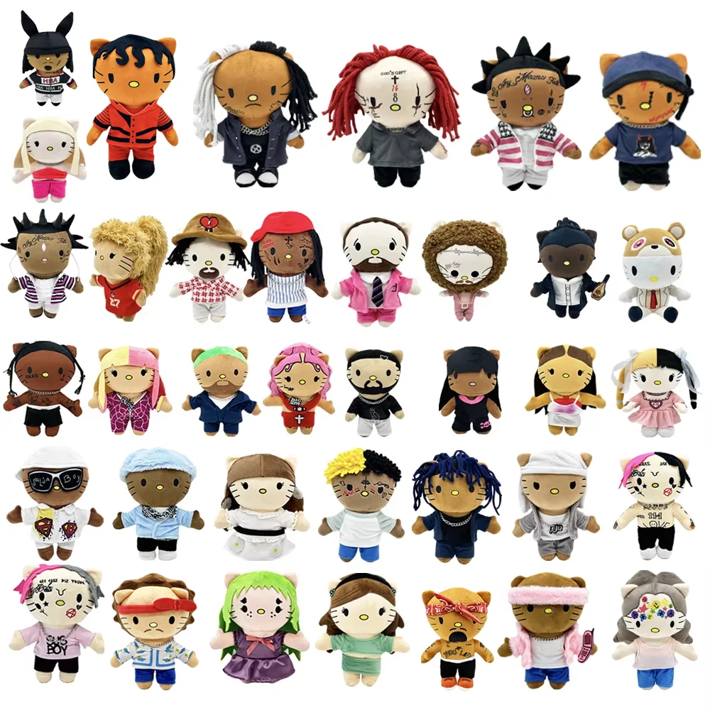 

Новинка 2025 года, плюшевая игрушка Hello Kitty Eminem xxxtentacion Frank Ocean, кукла с одеждой, мягкие плюшевые игрушки, коллекционные подарки для фанатов