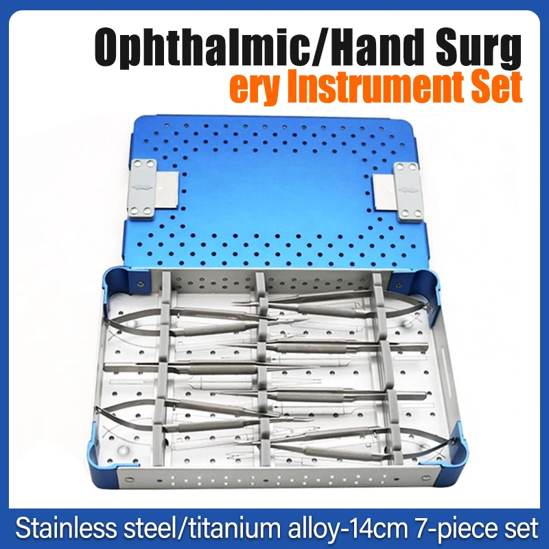 أدوات جراحة العيون المجهرية 4 قطعة/مجموعة من 14 سنتيمتر مقص إبرة حامل الملقط أدوات جراحية من الفولاذ المقاوم للصدأ #1