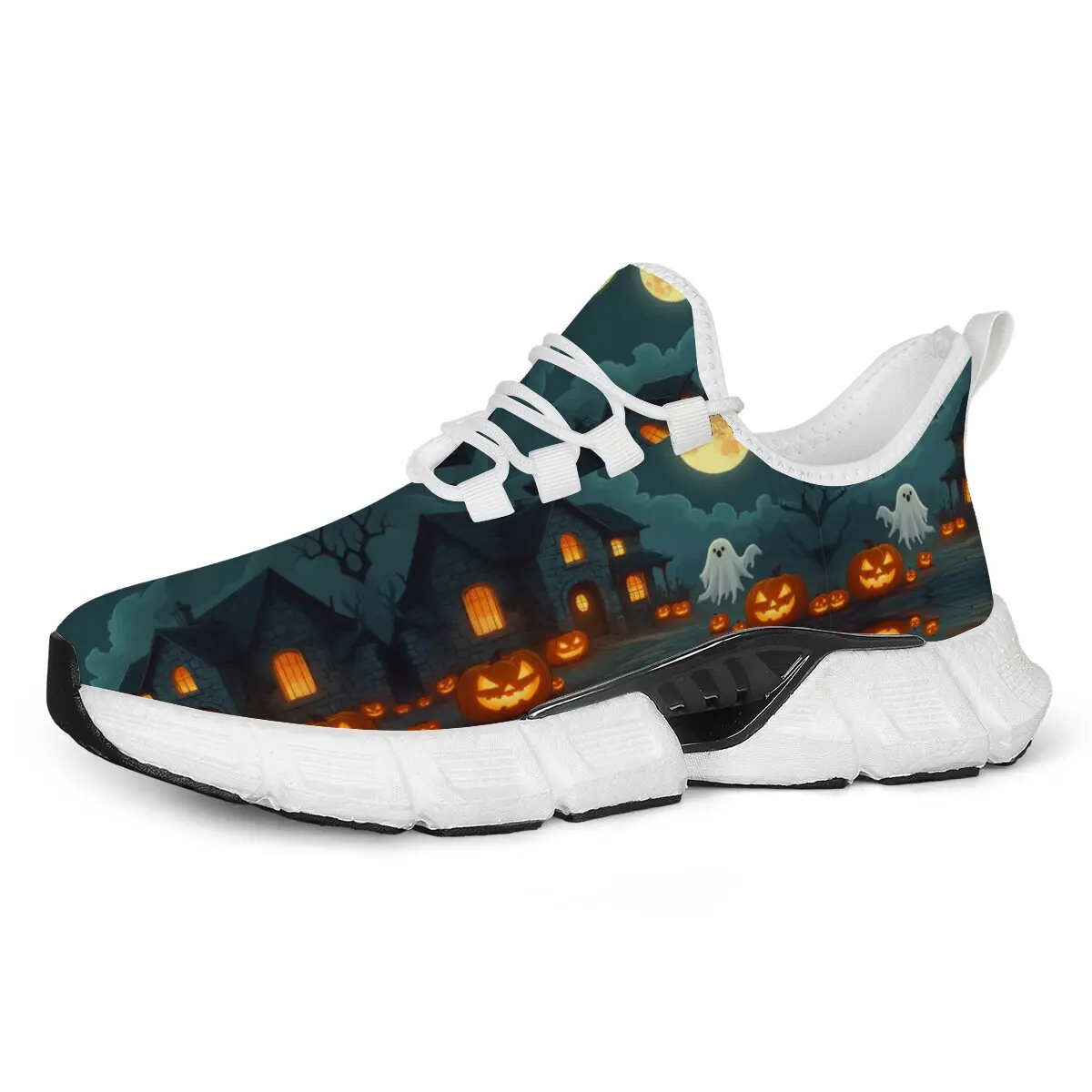

Halloween Pumpkin Pattern Dark Style Sports Shoes New Cartoon Rabbit and Fox Design Flat Large-sized Casual Sports Shoes