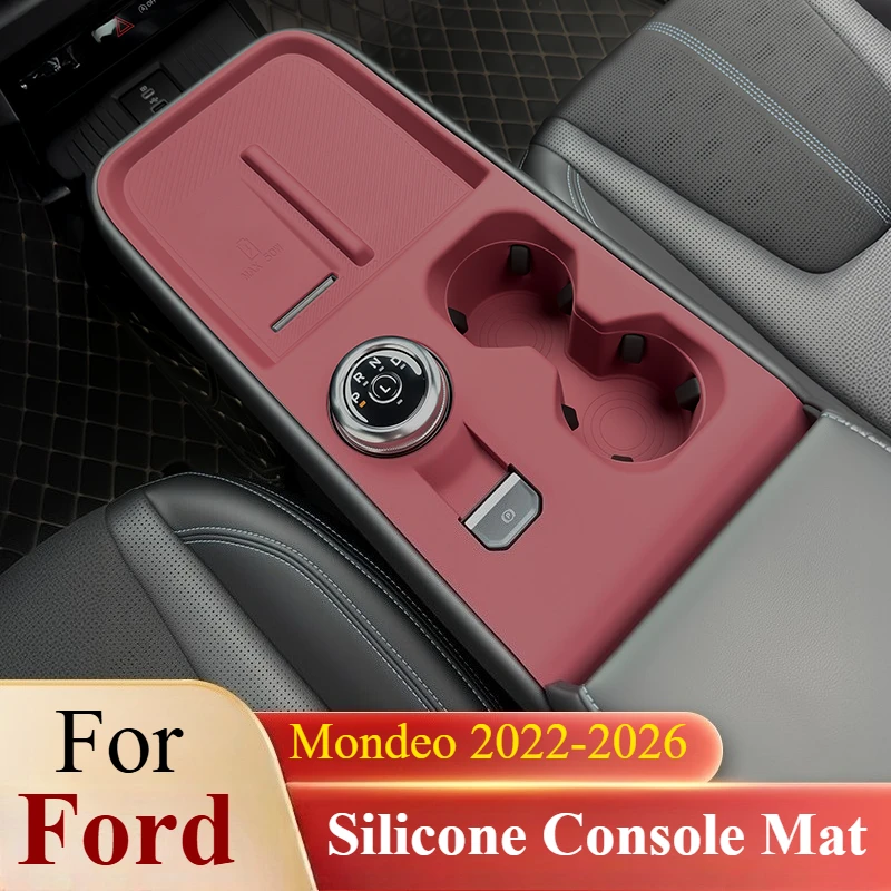 For Ford Mondeo 2022-2026: All-in-One Silicone Console Mat - Cup Holder & Wireless Charger Compatible