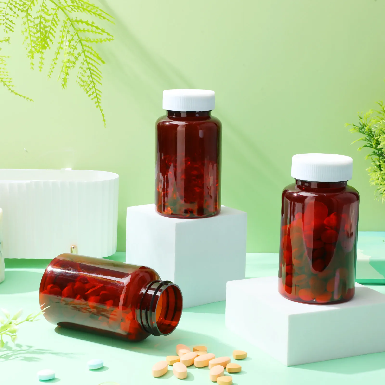 

6 шт. портативных пластиковых контейнеров для лекарств, янтарные бутылки для таблеток, герметичные с крышками, удобные для переноски, бутылки для хранения лекарств