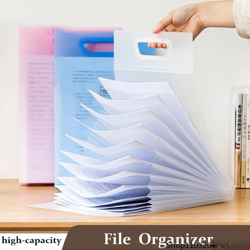 Transparent Portable A4 Folder File Storage Bag Large-capacity Documents Archives Organizer 13 Grids Office Organ Bag