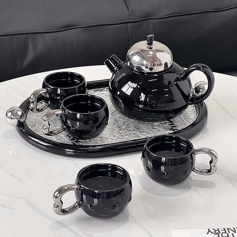

high-value ceramic apple cold kettle combination set, household living room coffee table water set, afternoon tea gift set