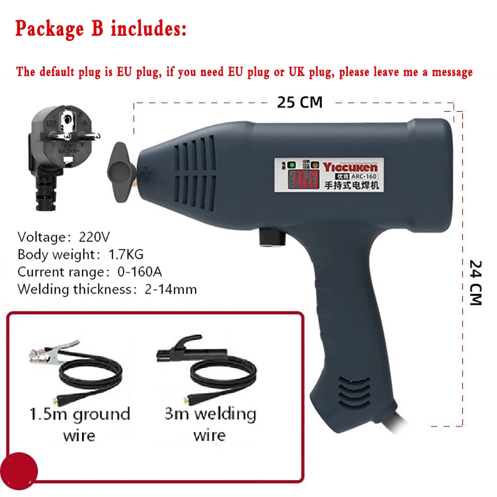 Arc Welding Machine 2 In 1 220V 0-160A 4800W Portable AC Handheld Welding Machine Mini DC Electric Inverter MMA Spot Welder