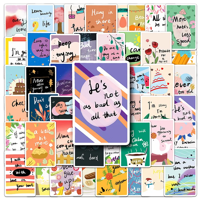 50Sheets Creative DIY Card Of Encouragement Stickers Cartoon Suitcase Helmet Refrigerator Notebook Stickers Children's Gift Toy