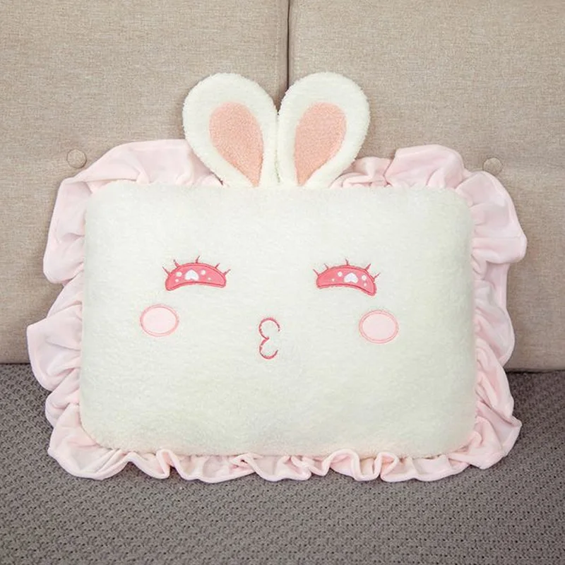 

ABDL Soft Adult Baby Comforting Bunny Throw Pillow Stuffed Cartoon Cute Ruffled Lolita Rabbits Leg Pillow Nap Pillow Pad