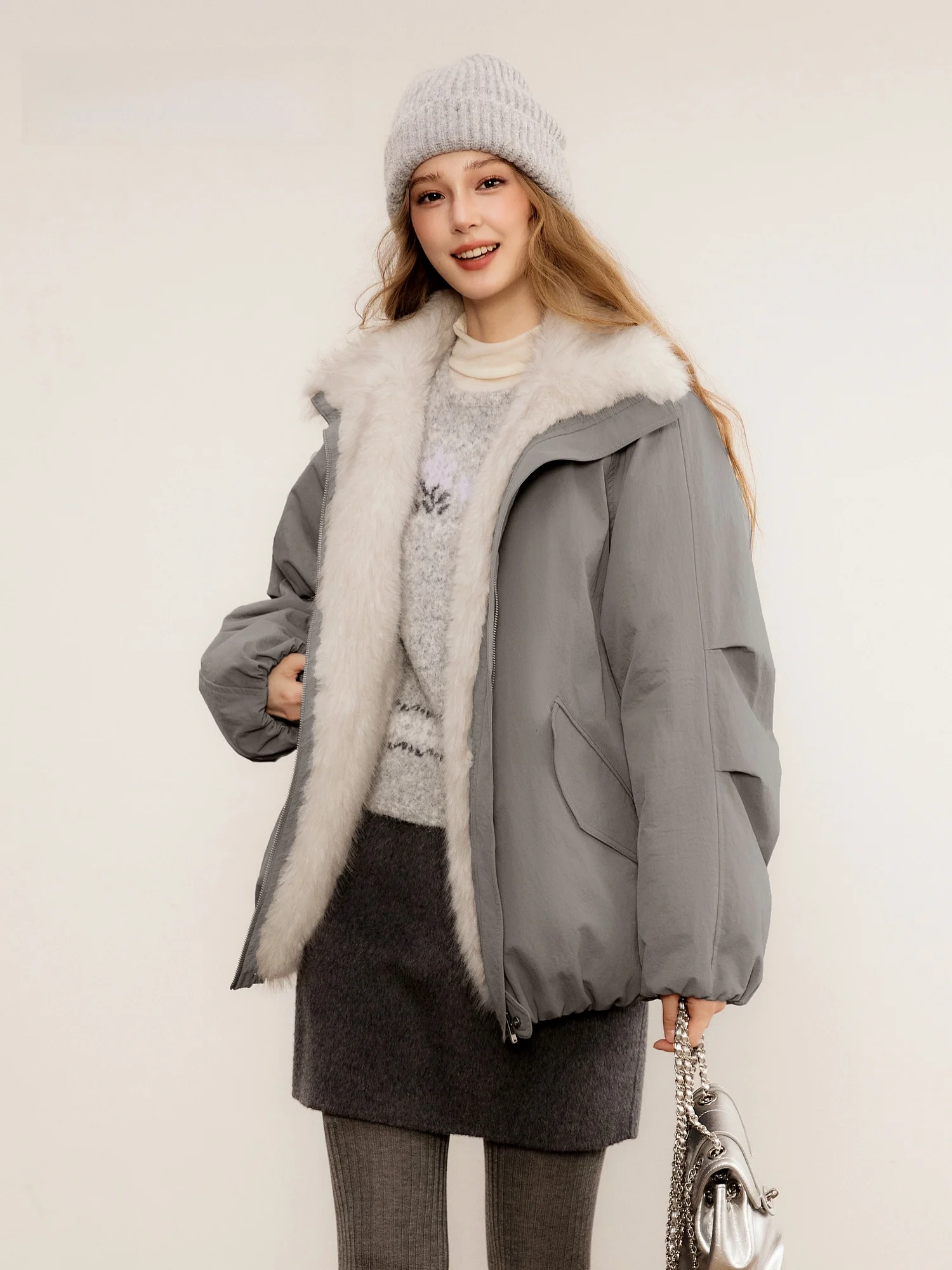 

Cindral Thinsulate Women's Parka Coat Thiened Eco-friendly Fur down Jaet White Du Feather Mid-length Commuter Sle