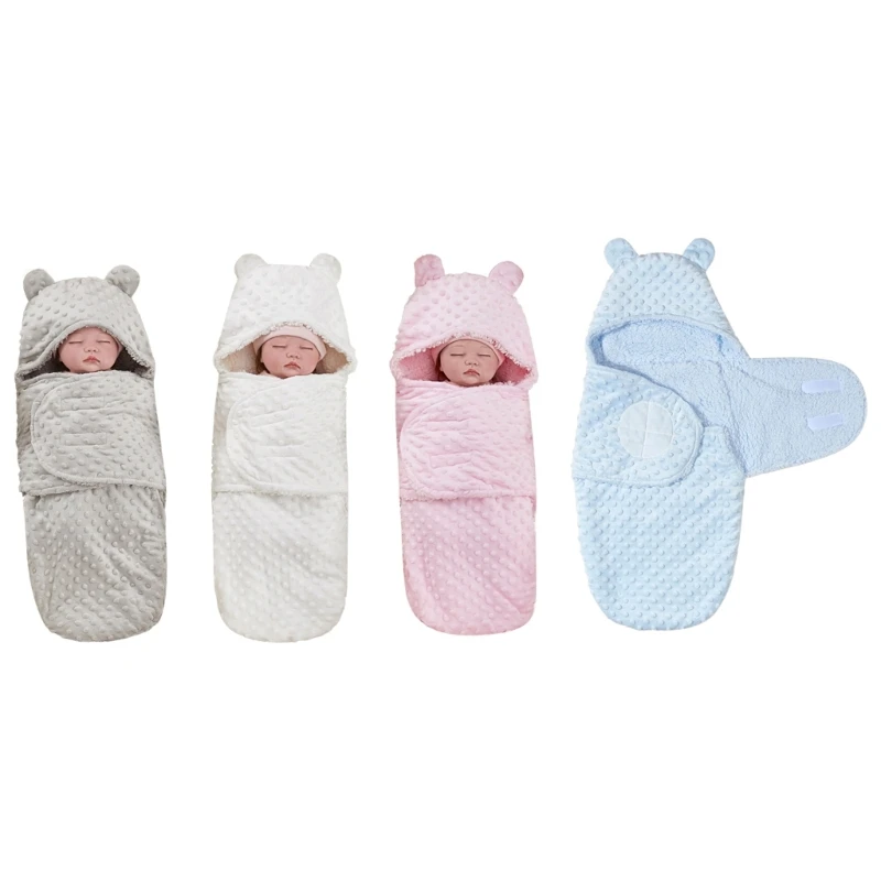 Snuggly Double layered Newborn Blanket Lambswool Baby Wrap Warm with Dots