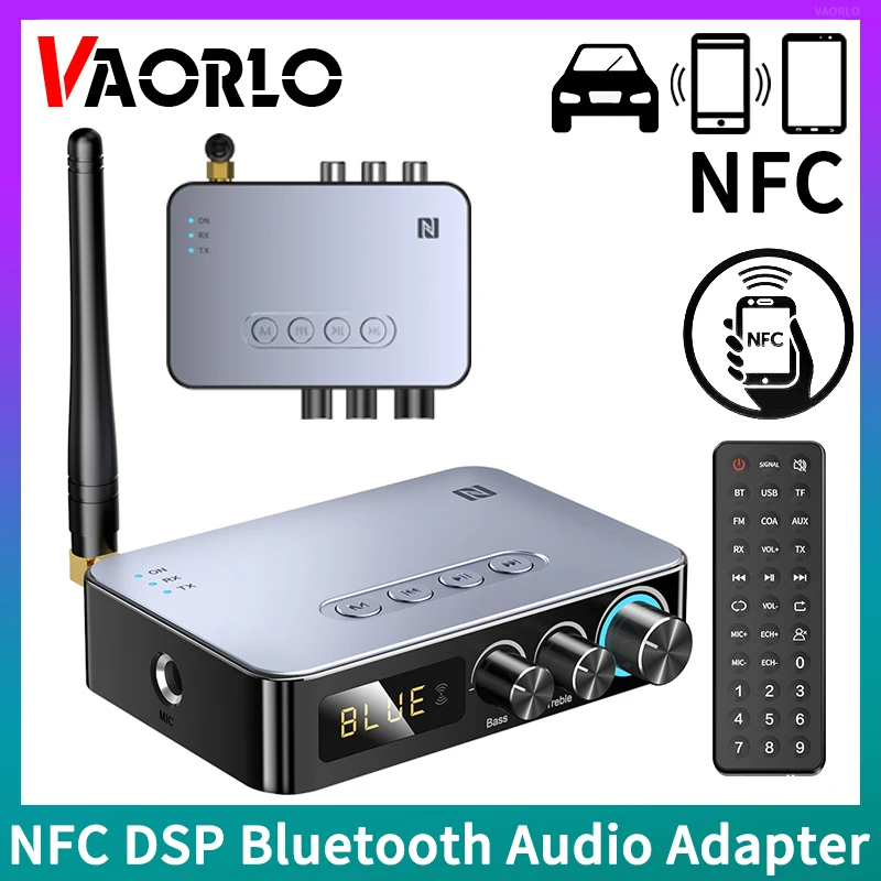 

M9 NFC Bluetooth аудио приемник передатчик 3,5 мм AUX/RCA/USB/TF/6,5 Mic/коаксиальный DSP декодирование басов ВЧ HIFI беспроводной адаптер