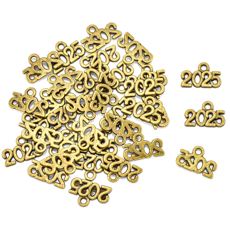 25PCS DIY Alloy Jewelry Accessories 2024 2025 Souvenir Pendant Bracelet Keychain Pendant