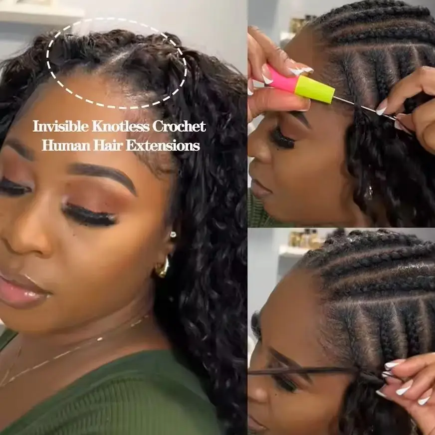 

Crochet Hair Extensions Pre-Separated with String 100% Human Hair Bundle for Braiding Women 100g/pcak