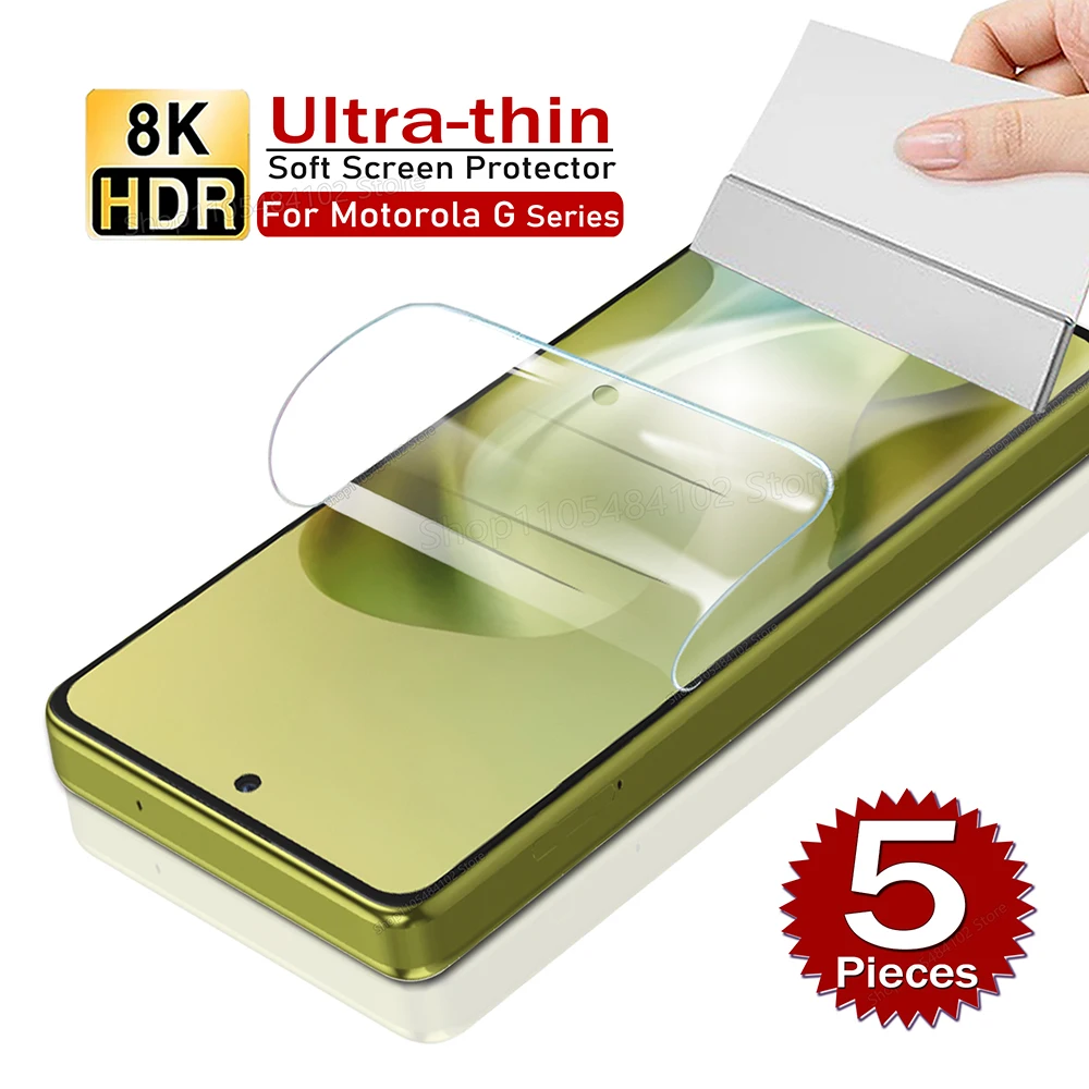 5 Stück Hydrogel-Folie für Motorola G86 G87 G85 G84 G82 G77 G75 G73 G72 G64 G60 G54 G55 G52 G14 G15 G35 G24 G34 G42 Displayschutzfolie
