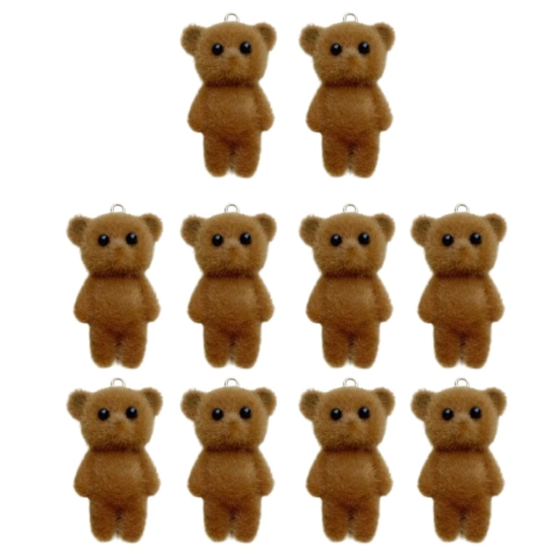 10Pcs Soft Bear Keychain Pendant Stylish Resin Accessories for Handbags and Keys