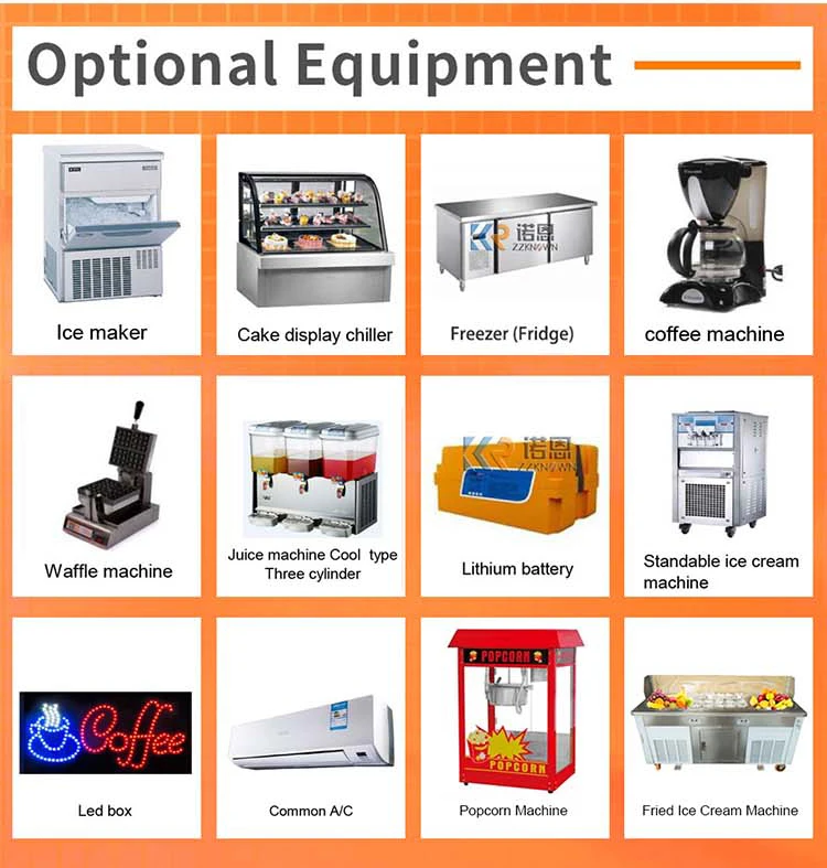 Грузовик для еды Мобильные торговые грузовики для мороженого Полностью оборудованный прицеп для пиццы Концессионный прицеп для фаст-фуда