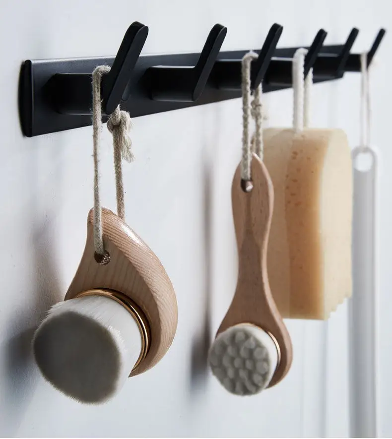 X-S 2Pcs black hook, bathroom coat hook, fitting room clothes and hats free of punching, wall hanging row hook HG