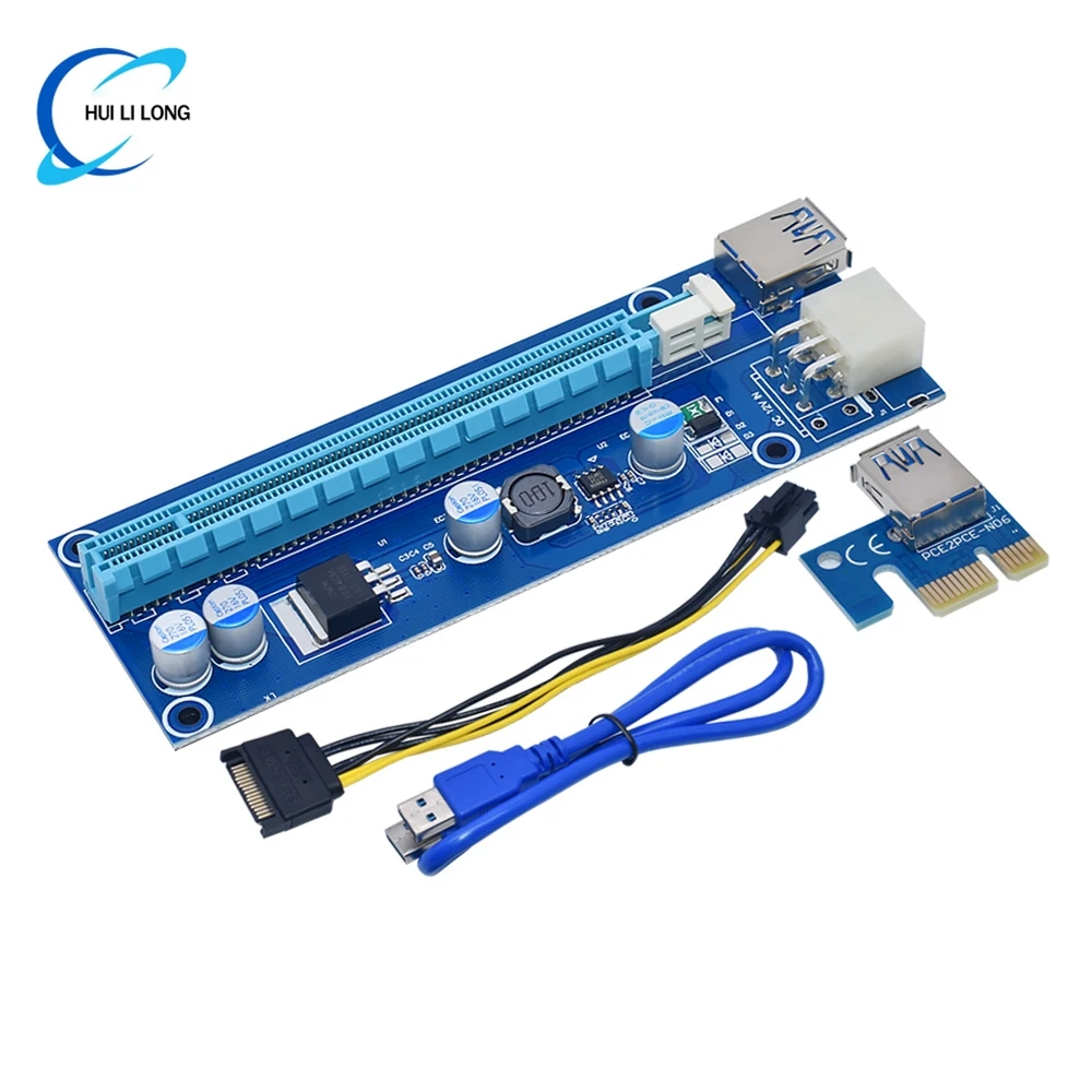 Wavgat ver006c pci-e riser cartão 006c pcie 1x a 16x extensor 60cm 100cm cabo usb 3.0 sata para 6pin cabo de alimentação para placa gráfica