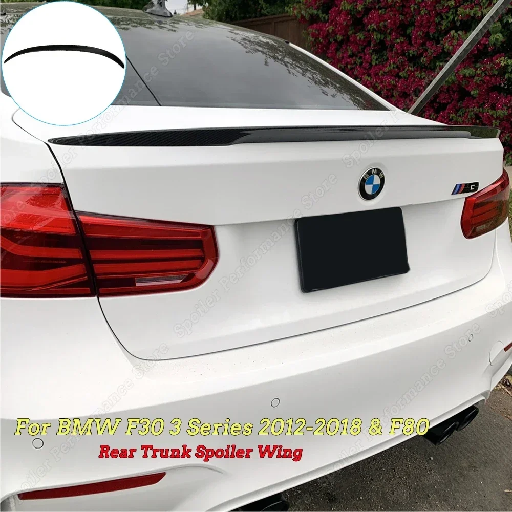 For BMW M3 Style Rear Trunk Spoiler Wing Boot Lip ABS Carbon Look F30 3 Series 4-Door Sedan 2012-2018 & F80 M3 Sedan 2014-2019