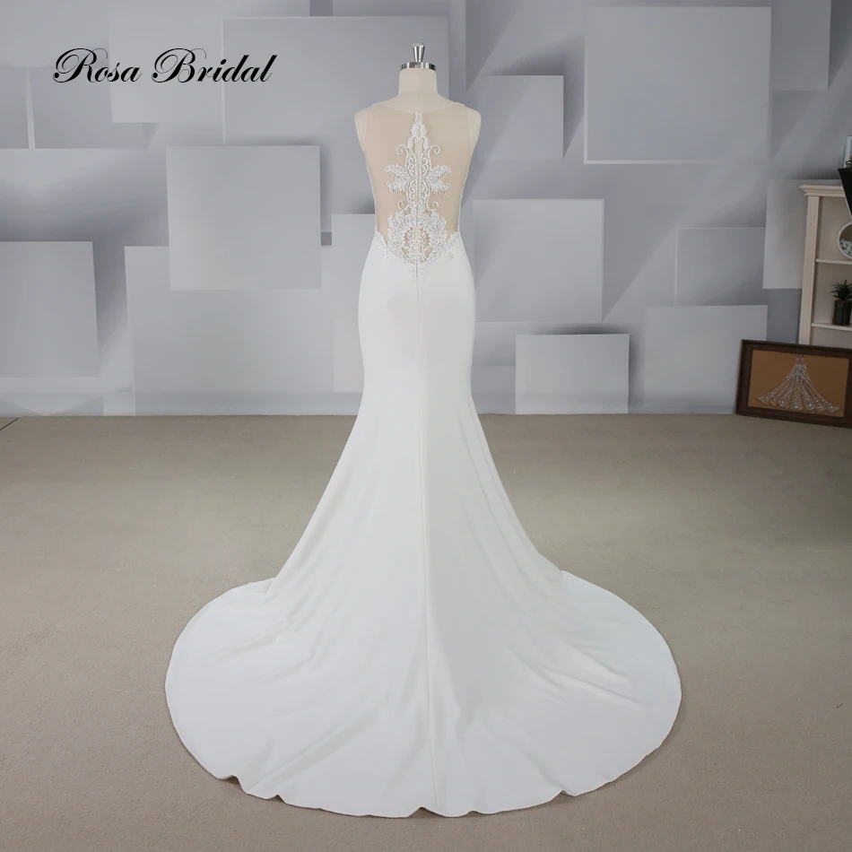 Imported Satin Backless Embroidery Beaded Mermaid Wedding Dress