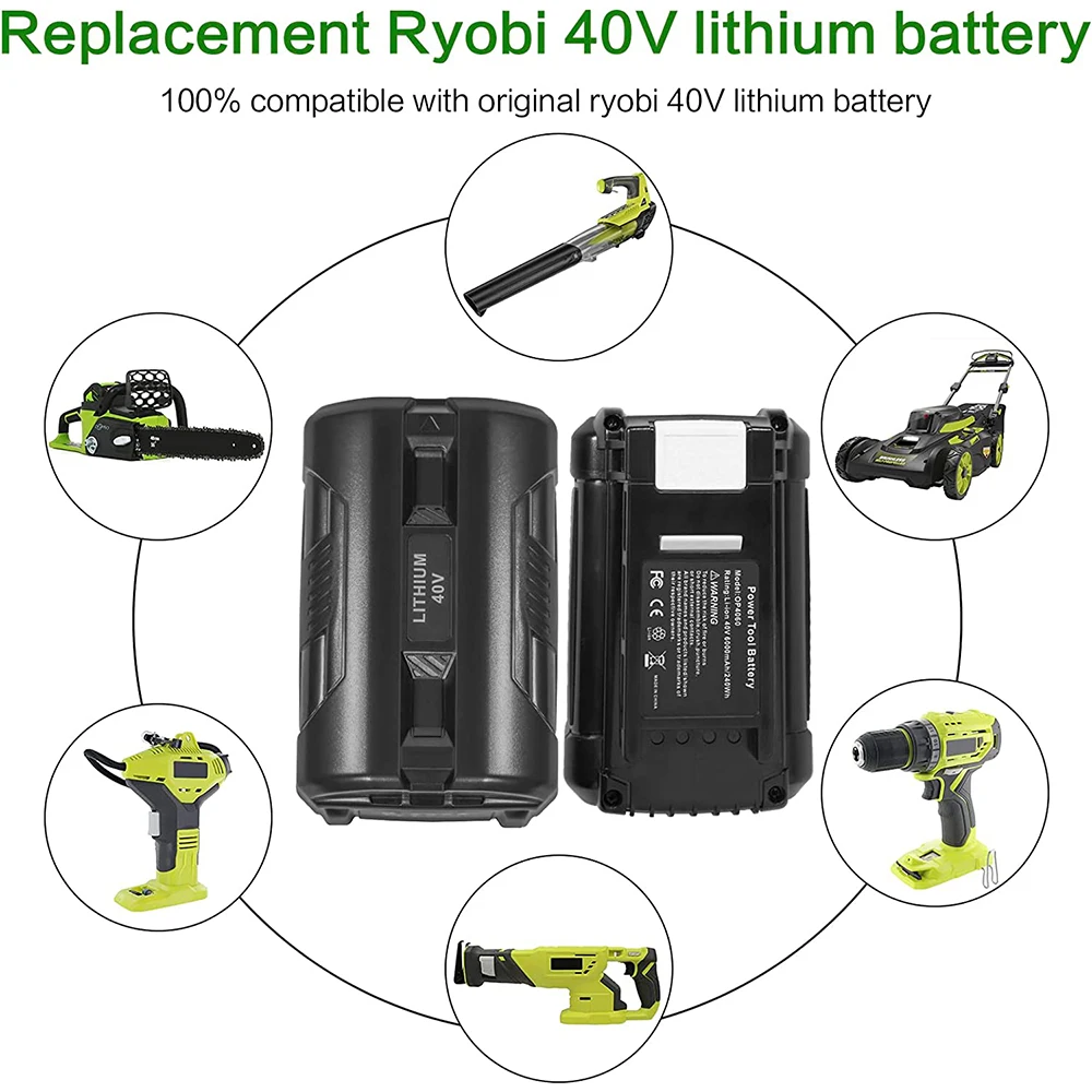 

Vanon 1Pack 6.0Ah 40V Op4040 Op404 Lithium Battery replace for Ryobi 40V Battery Compatible with Ryobi 40 Volt Battery Op40301 Op40261 Op4020