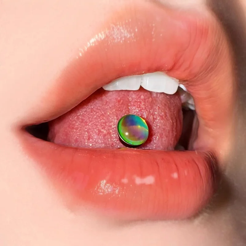 14G G23 Titanium Externally Threaded Straight Barbell Multi-Color Tongue Ring - Cartilage Medusa Piercing Jewelry