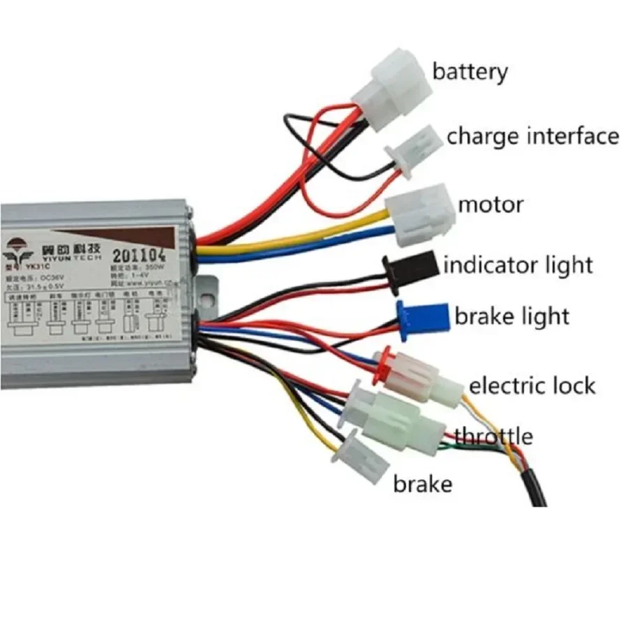 24V/36V/48V Twist Throttle With 250W/350W/500W/1000W Brushed Motor YIYUN YK31C Controller One Set For Electric Scooter E-Bike