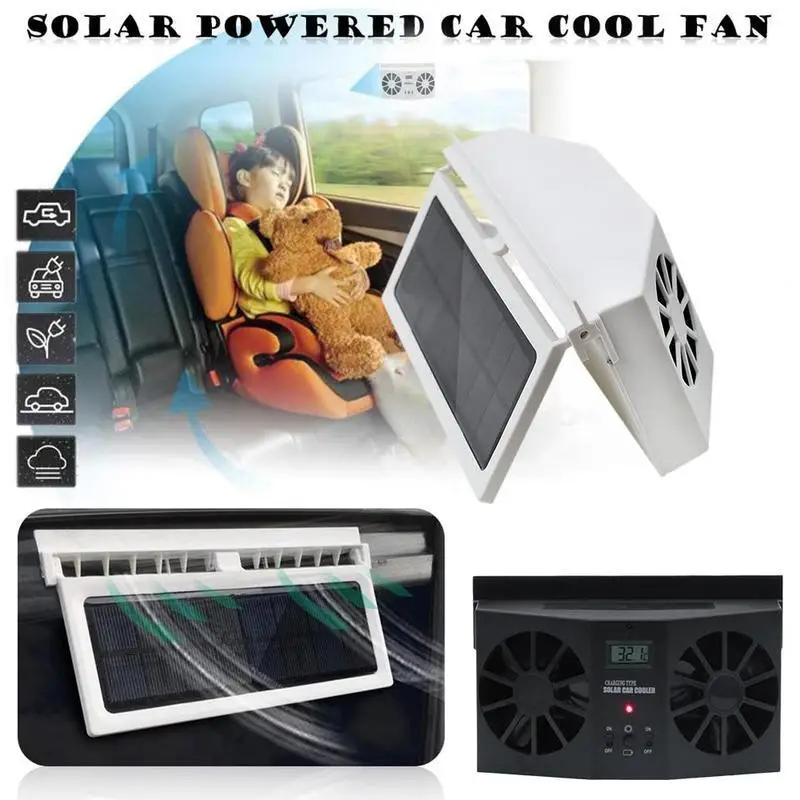Solar Car Auto Exhaust Fan Car Window Exhaust Fan Cooler Portable Ventilator Cooler with Display Ventilation System