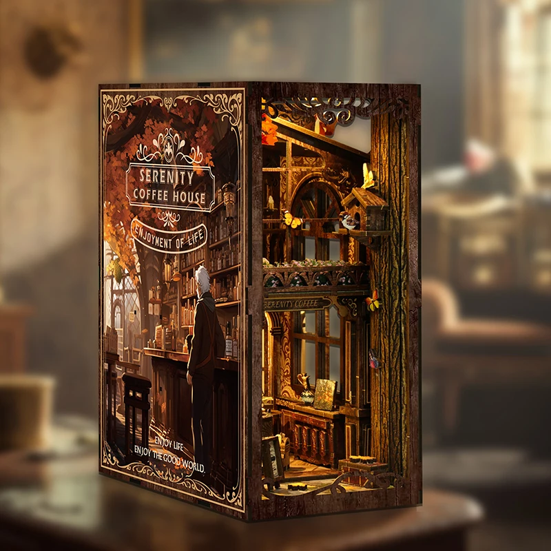 

DIY Book Nook Kit Wooden Bookshelf Set Handmade 3D Puzzle Doll House Bookshelf Insert Retro Booknook Decor Dollhouse Toys Gifts