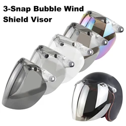 Open Face Helmet Visor Motorcycle Helmet Bubble Lens 3-Snap Bubble Wind Shield Visor