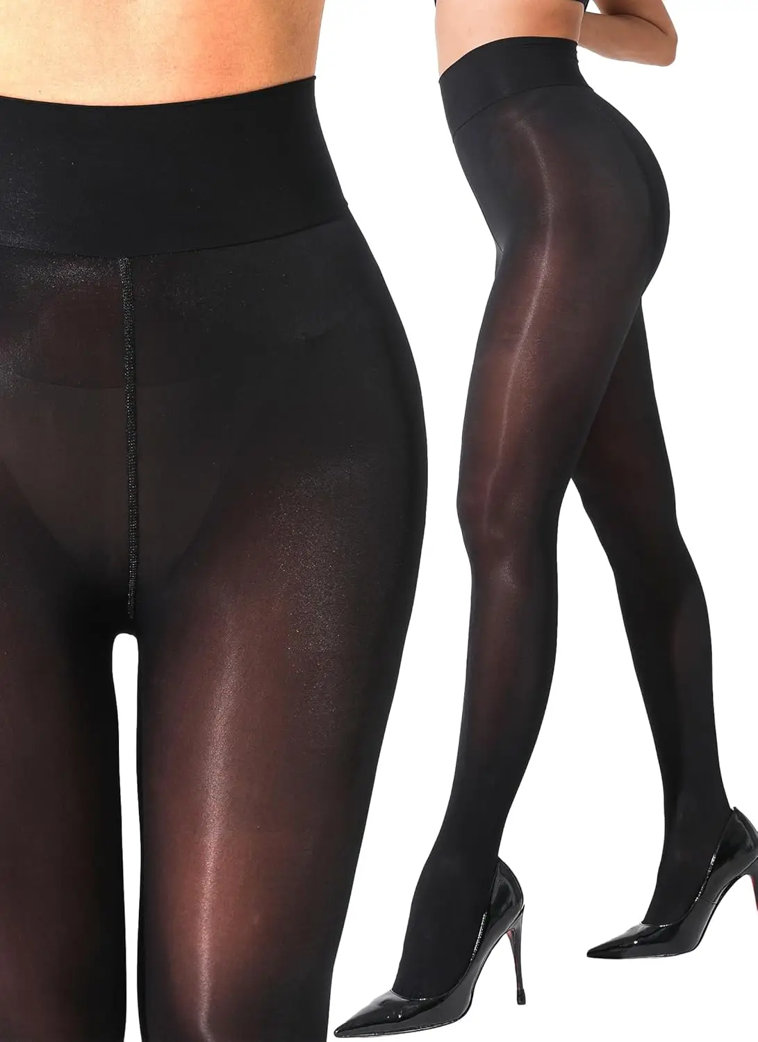 

Черные прозрачные колготки с высокой талией для женщин