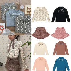 M&P aw25 Kids Knit Dress for Girls Cute print long sleeve tops t shirts tees clothing