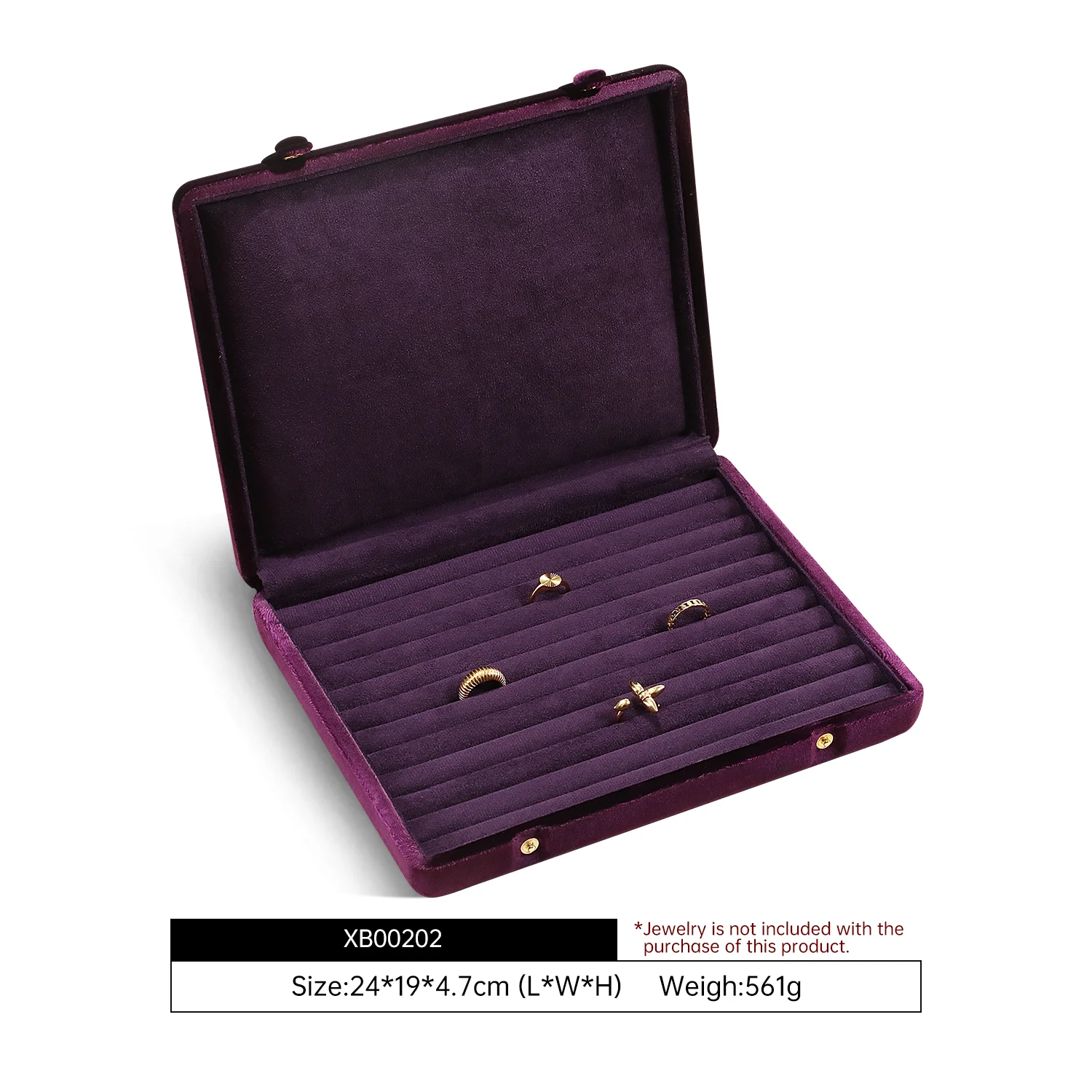 Yinbeini Fluwelen sieradenopbergdoos Ring Oorbel Hanger Display Organizer Grote ruimteverpakkingsdoos voor collectie XB006