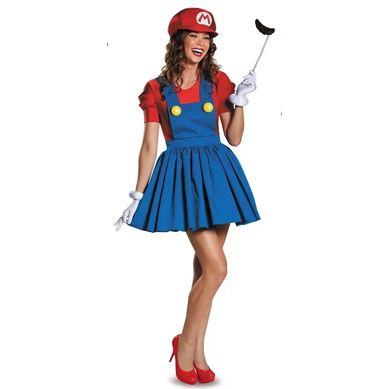 Halloween Super Brother Plumber Costume for Women Men Cosplay  Purim Carnival Party Fantasia Dress Up