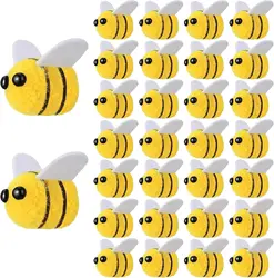 20Pcs Bee Pompom Hair Ball Polyester Child Headdress Wedding Figurines Party DIY Handmade Material Hat Clothing Home Decor